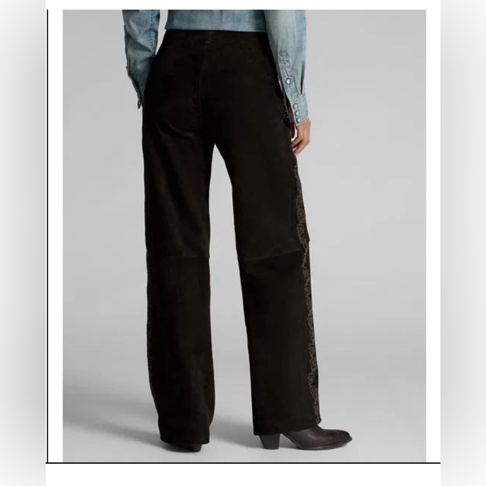 RRL Embroidered Suede Flare Pant Size 28 - Picture 2 of 12